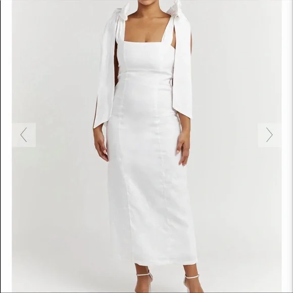 DISSH | Dresses | Dissh Aisle White Linen Bow Midi Dress | Poshmark